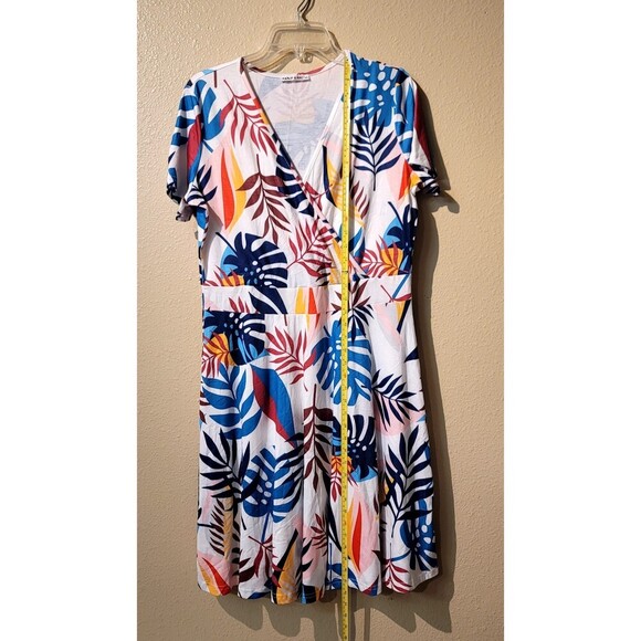 MSBASIC Short Sleeve Tropical Floral V Neck Summer Midi Dress XL - Picture 2 of 11